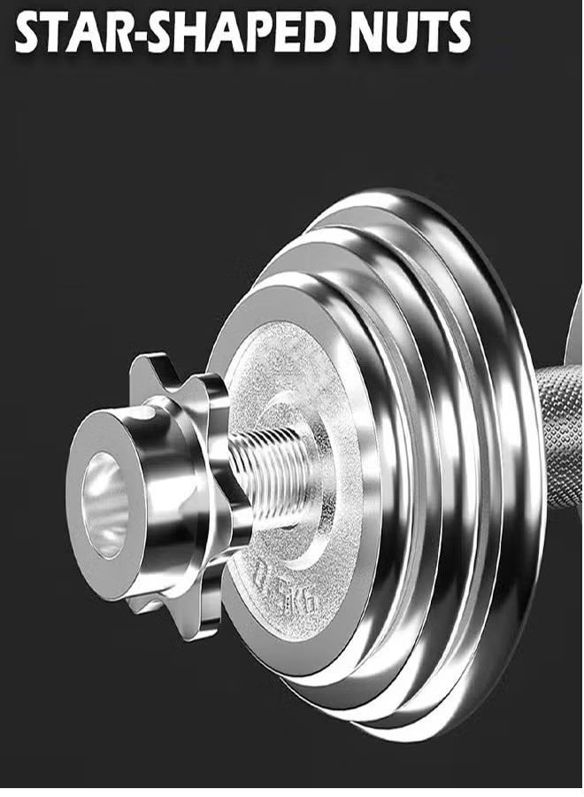 يو إل اتش واي سي مجموعة اثقال دمبل حديدية 2 في 1 بأوزان قابلة للتعديل 30 كيلو فضي - Image 3