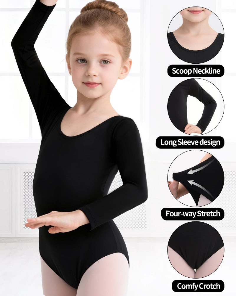 iMucci Long Sleeve Leotards for Girls Ballet Leotard Gymnastics Leotards for Girls Dance Leotard for Toddler Ballerina Kids Outfits 2-14 Years - Image 3