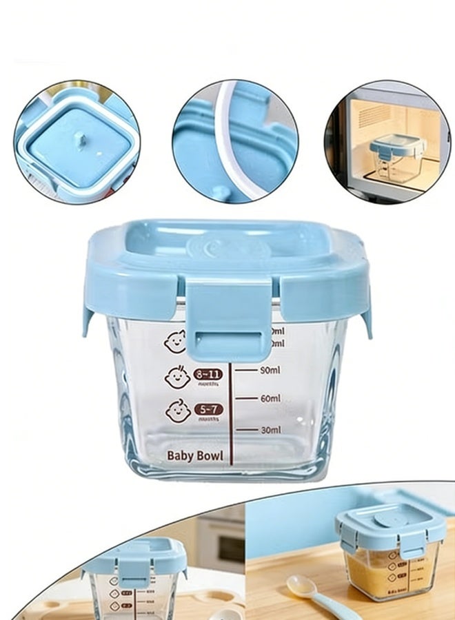 Berma Baby Glass Baby Food Storage Jars w/ Lids ( Snack, Reusable Small Containers, Breast Milk, Fridge, Freezer, Microwave & Dishwasher Safe, Essential Must Have for Infants Blue - Image 1