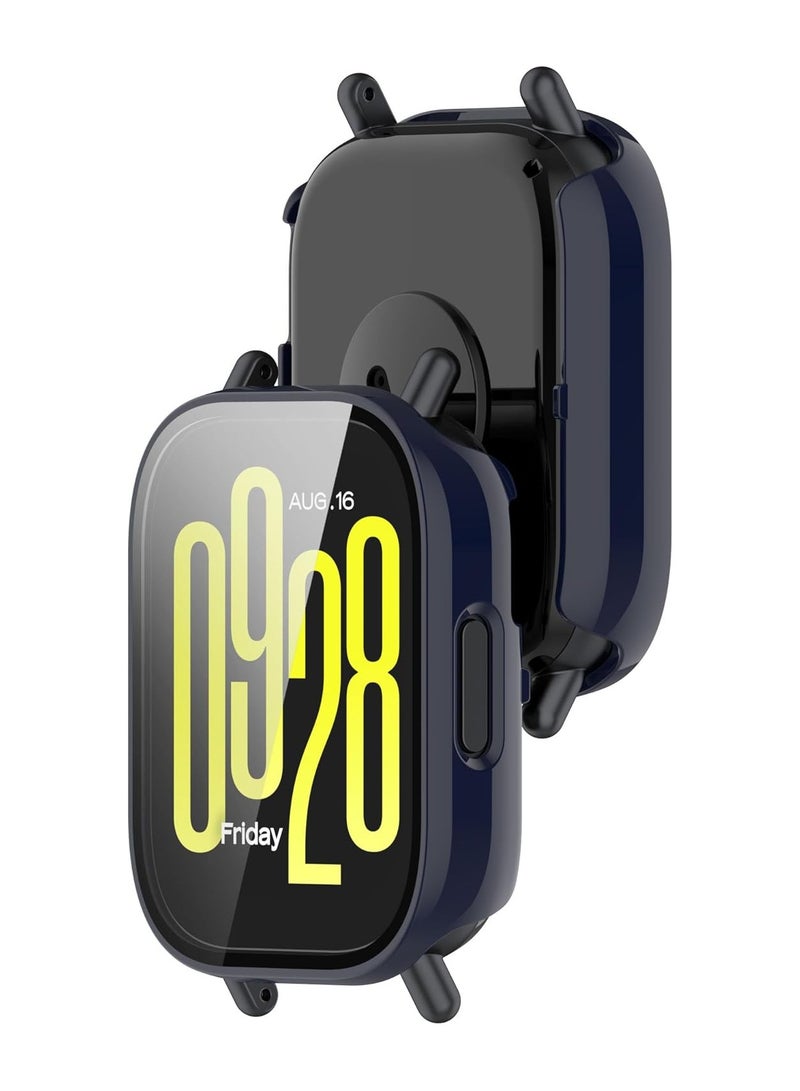 HablTech Protective Case Suitable for Redmi Watch 5 Active Case Hard PC Case with Tempered Glass Screen Protectors Full Protective Cover(Blue)  - Image 3