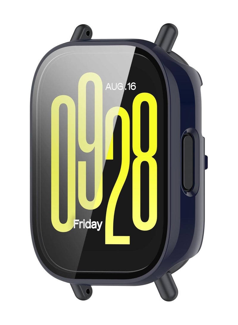HablTech Protective Case Suitable for Redmi Watch 5 Active Case Hard PC Case with Tempered Glass Screen Protectors Full Protective Cover(Blue)  - Image 2