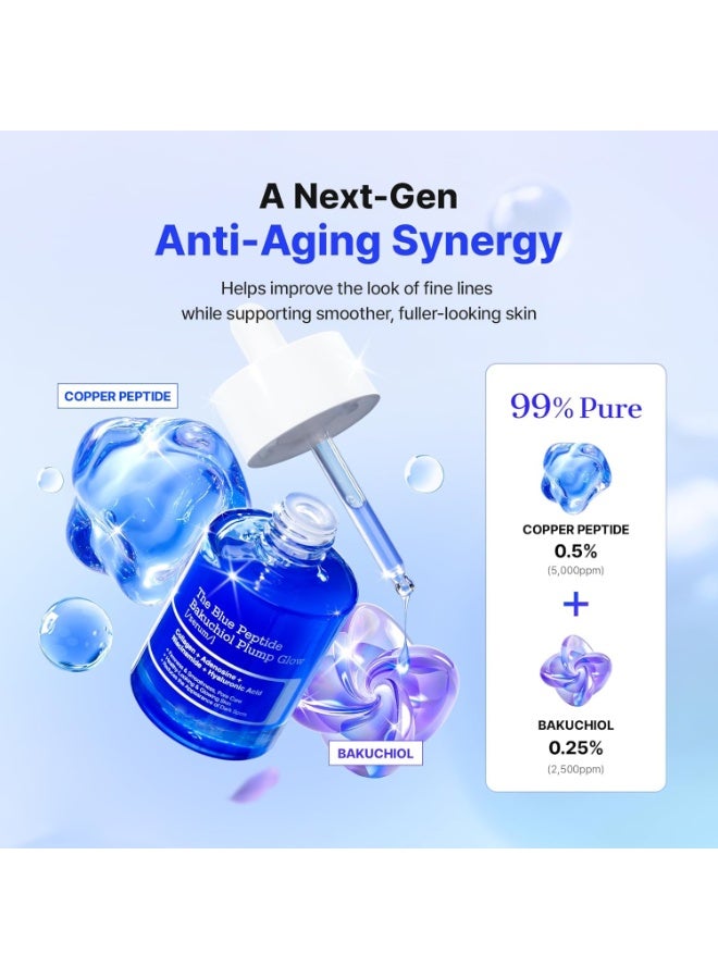 The Blue Copper Peptide Bakuchiol Serum, Korean Peptide Plumping Serum for Face, Copper Peptides with Bakuchiol, Glow & Plump, Anti-aging & Skin Firming Care, Korean Skin Care 50ml - Image 3