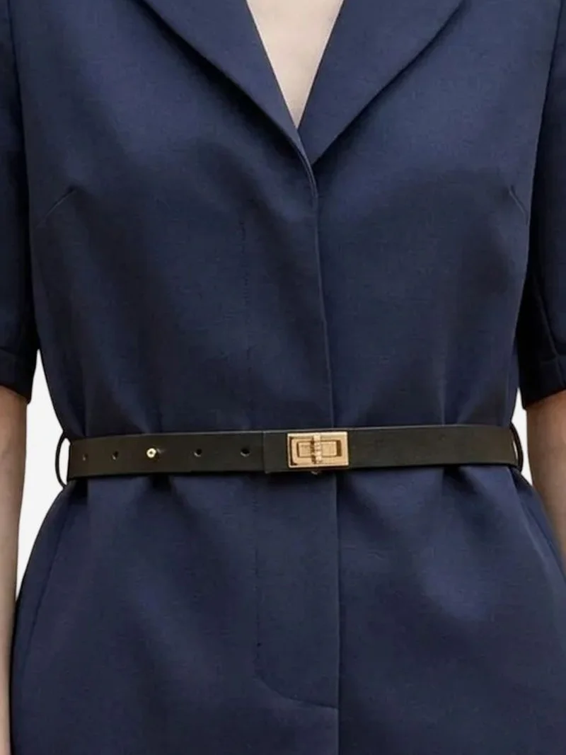 My Fashion Navy Blue MY FASHION Belted Short Jacket and Wide-Leg Trousers Set for Women | Best Price UAE
