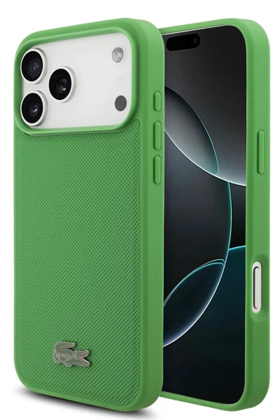 LACOSTE iPhone 17 Pro Max MagSafe Case PU Leather Hard With Iconic Petit Pique Logo /  Slim profile / MageSafe / Drop Protection / Easy Snap On / Back Cover - Green