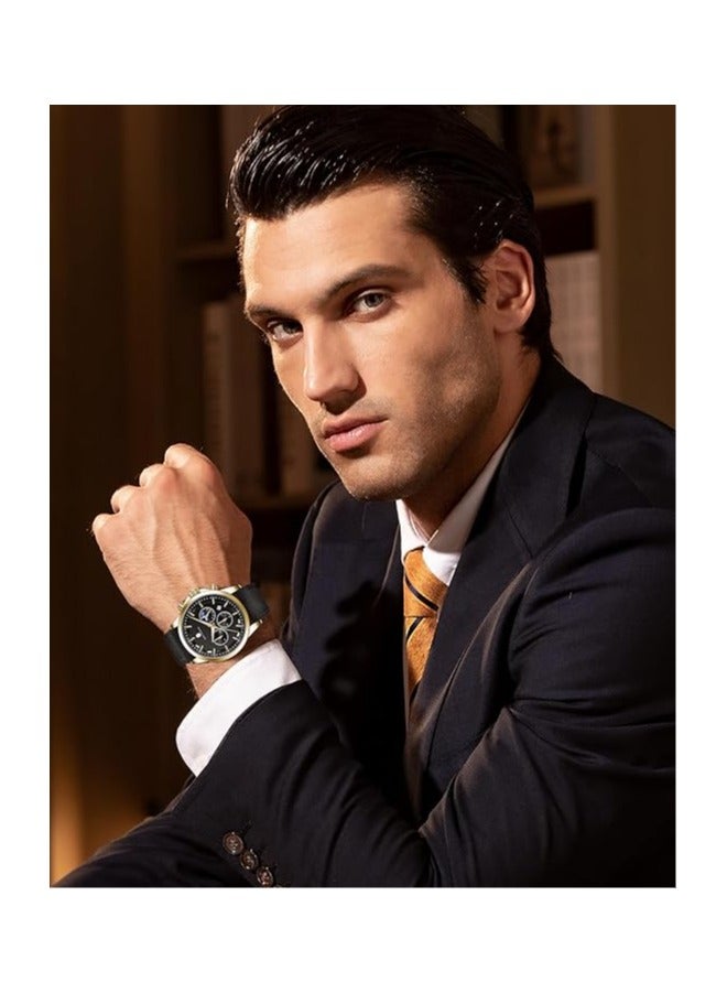 Sapphero Mens Watches Multifunction Chronograph Date Quartz Watch for Men Leather Band Analog Wrist Watch Gift for Men Casual Business - Image 2