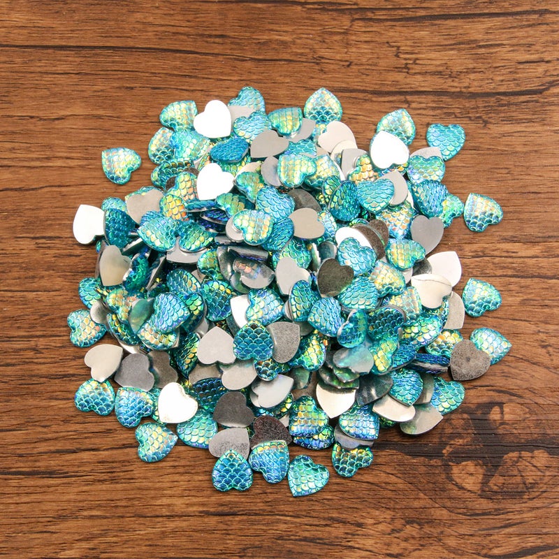 Generic DIY Time Gem Accessories Multicolor Gradients Fish Scale Resin Patches Love 2 11X12mm 