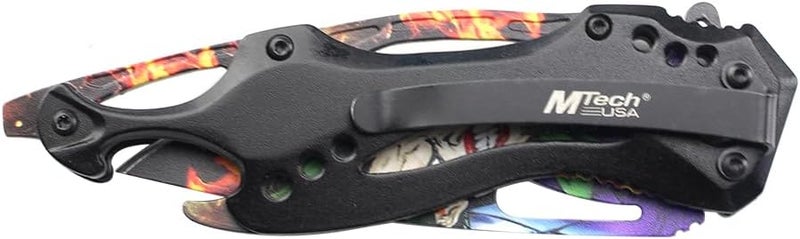 MTECH USA Folding Knife, 3.75-Inch Half-Serrated Blade, Titanium Coating, Glass Breaker, Pocket Clip - Image 4