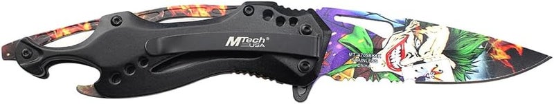 MTECH USA Folding Knife, 3.75-Inch Half-Serrated Blade, Titanium Coating, Glass Breaker, Pocket Clip - Image 5
