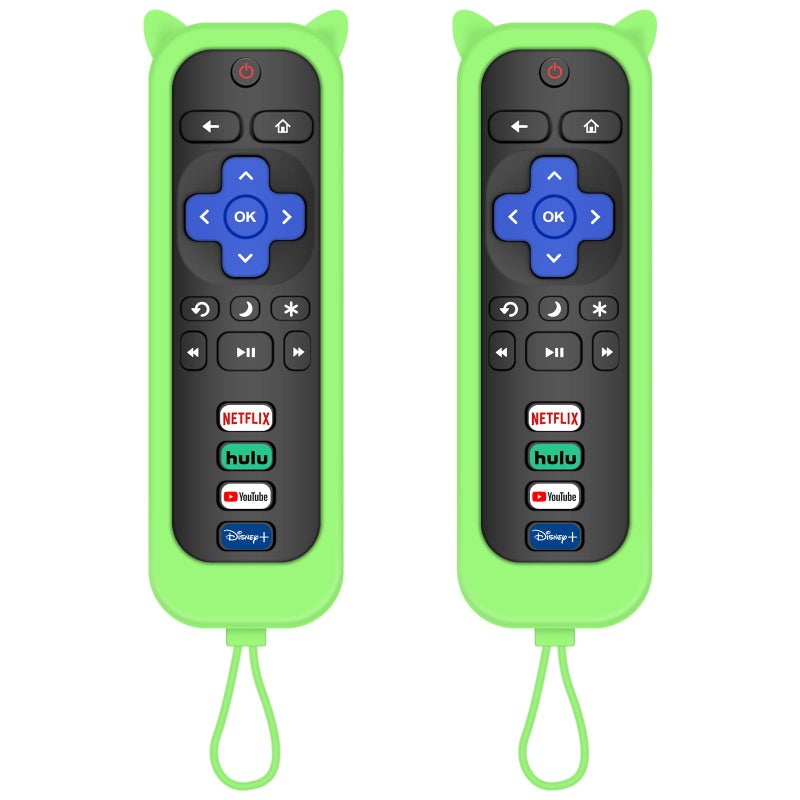 MOKEMAKE Remote for Roku TV & Cover, 2-Pack Replacement Compatible with Onn Roku Remote (Green) - Image 1
