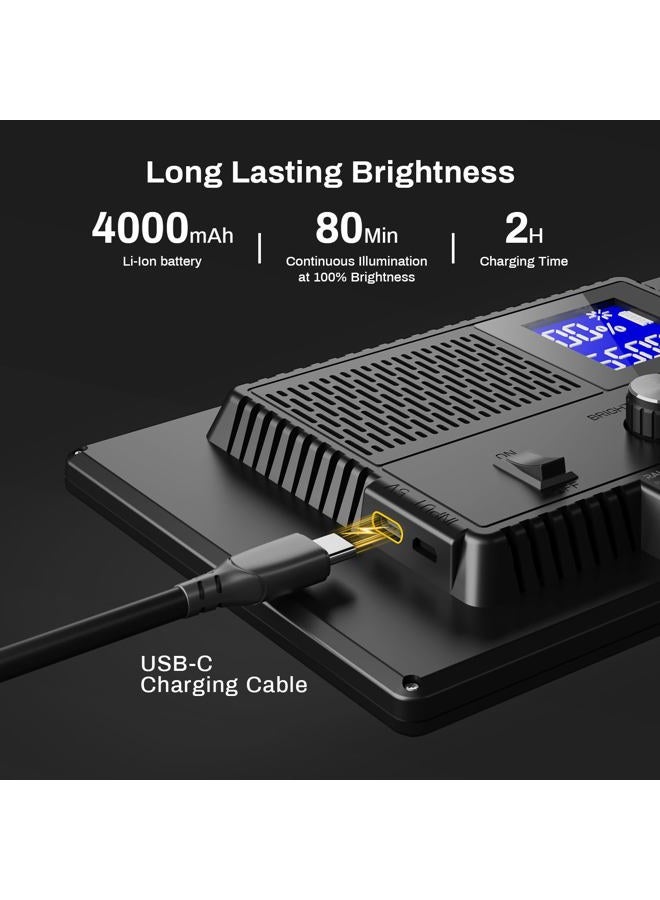 RALENO 116 LED Video Light, 600Lux/0.5m Camera Light with Mini-Stand and 4000mAh Battery, CRI>95 3200K-5600K Photography Lighting for Studio Live Streaming Zoom Calls YouTube TikTok Video Recording - Image 4