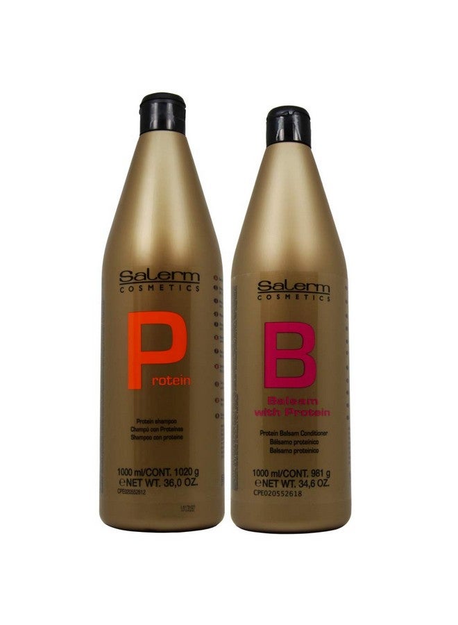Salerm Cosmetics Protein Shampoo and Protein Balsam Conditioner Duo Set (36ounce and 34.6ounce)