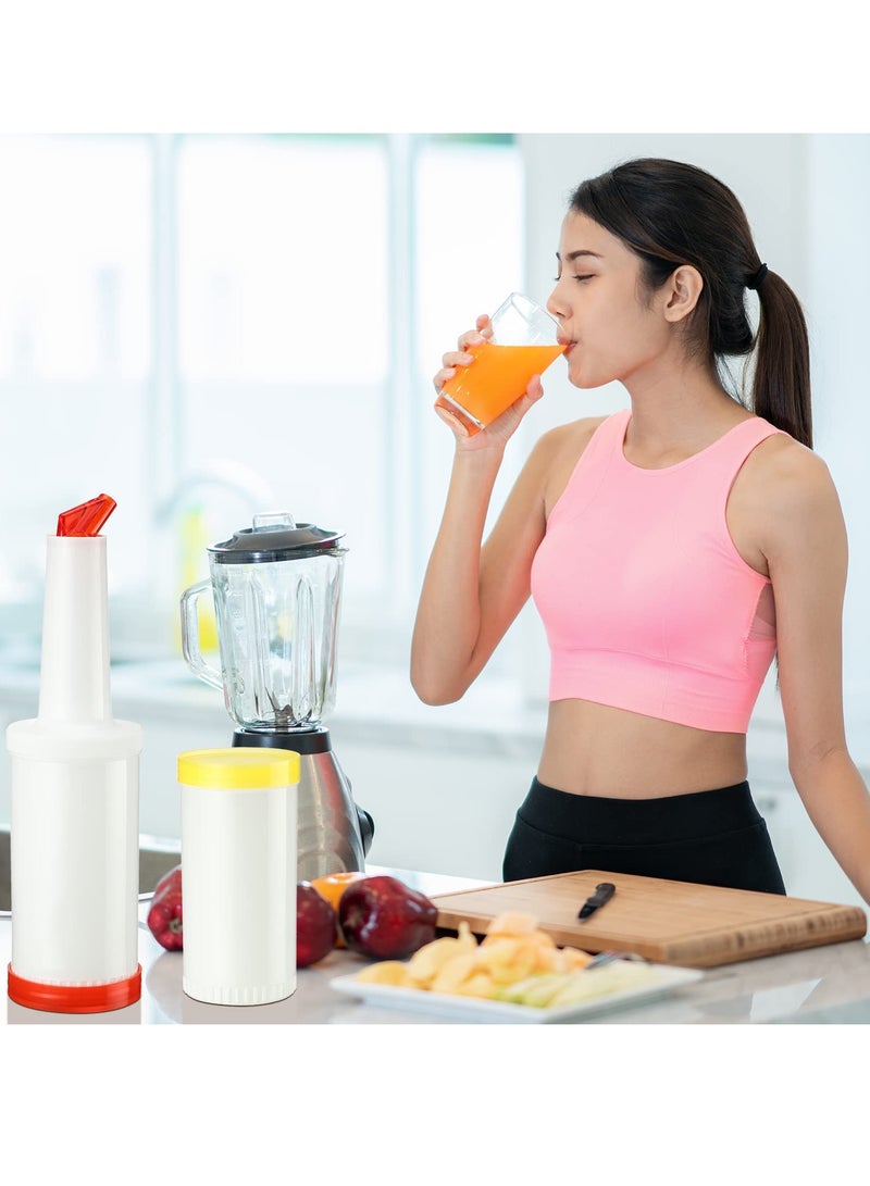 SYOSI 6 عبوات ملونة لصب العصير زجاجات عصير الفواكه وزجاجات صب المشروبات الكحولية سعة 34 أونصة موزعات عصير بلاستيكية لوازم البار زجاجات صب للبار والمطبخ في المنزل ولوازم الحفلات 6 ألوان - Image 3