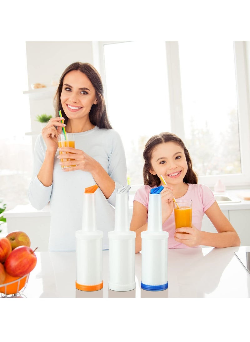 SYOSI 6 عبوات ملونة لصب العصير زجاجات عصير الفواكه وزجاجات صب المشروبات الكحولية سعة 34 أونصة موزعات عصير بلاستيكية لوازم البار زجاجات صب للبار والمطبخ في المنزل ولوازم الحفلات 6 ألوان - Image 4