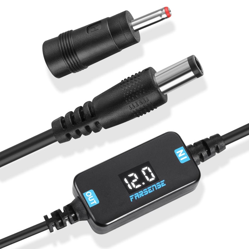 FARSENSE USB DC 5V to 12V Step Up Power Cable3FTUSB C to DC 12V Adapter with DC Jack 55 x 25mmCompatible with 55 x 21 and 35 x 135mm Boost Converter Supports Voltage Display - Image 2