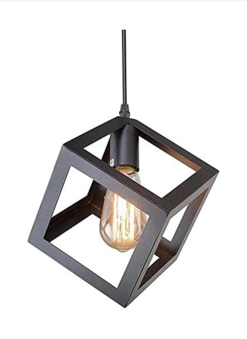 Generic Cubic Metal Vintage Ceiling Decorative Lighting Unit Chandelier , 3 Pieces , Black  - Image 2