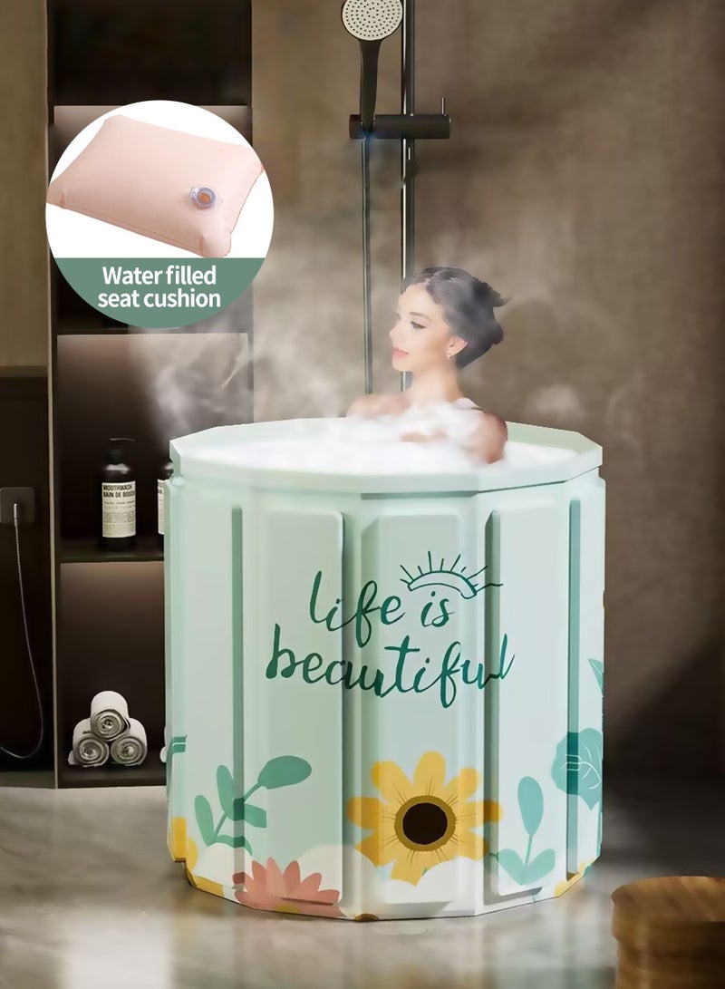 BEIRUI Large-Capacity Non-Inflatable Foldable Soaking Bathtub, Thickened PVC Portable Household SPA Bath Tub for Adults & Kids, Waterproof Collapsible Shower Barrel for Home & Outdoor Use - Image 1