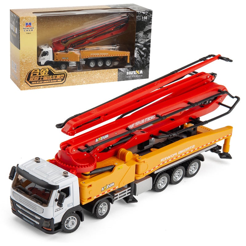 Huina Toy Alloy Static Excavator Self-Dumper Forklift Forklift Roller Road Roller Wood Grab Engineering Vehicle Model - Image 1