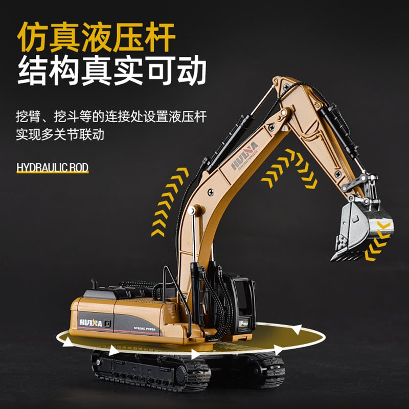 Huina Toy Alloy Static Excavator Self-Dumper Forklift Forklift Roller Road Roller Wood Grab Engineering Vehicle Model - Image 5
