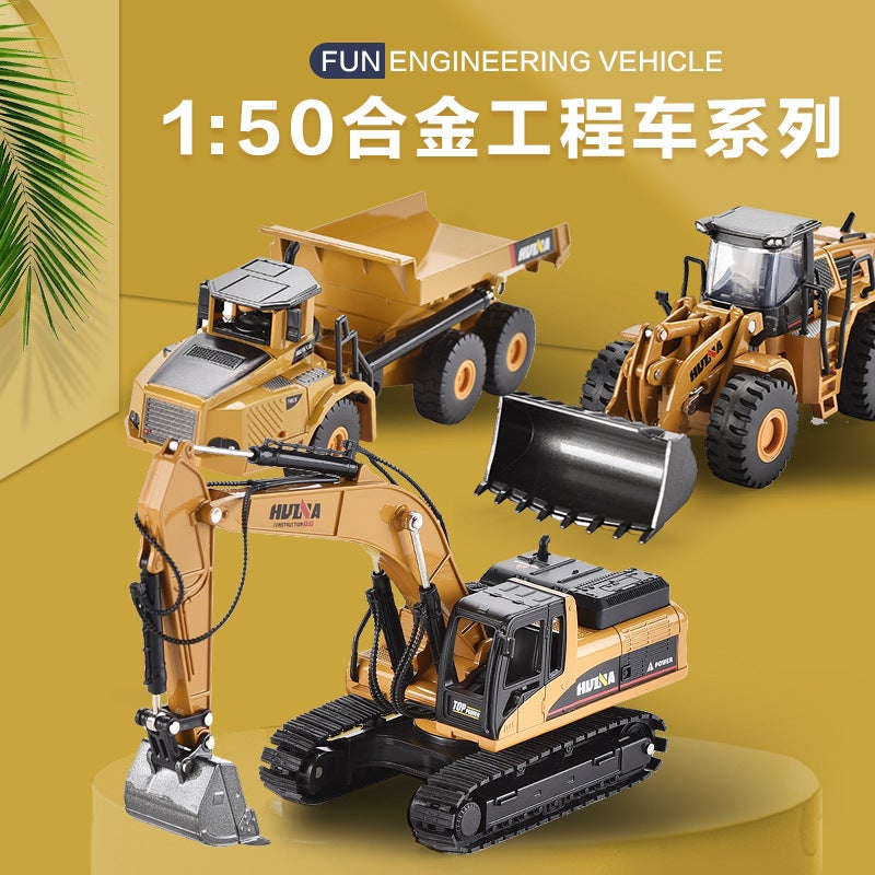 Huina Toy Alloy Static Excavator Self-Dumper Forklift Forklift Roller Road Roller Wood Grab Engineering Vehicle Model - Image 3