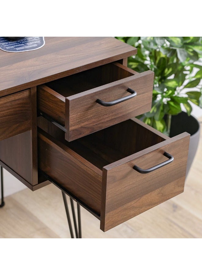 DANUBE HOME Rabat Study Desk With Storage Computer Table I Office Desk Workstation Modern Pc Laptop Gaming Table Wooden Study Table For Home Office L120Xw60Xh76Cm -Walnut/Black  - Image 4