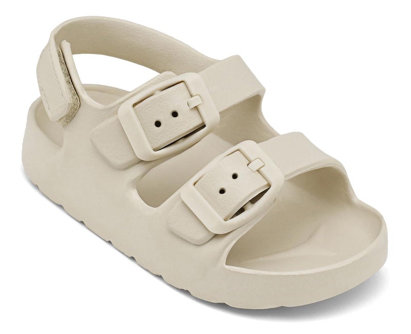 ChayChax Toddler Boys Girls Double Buckle Sandals Children's Adjustable Back Strap Water Sandal, Beige, 10 Toddler - Image 1
