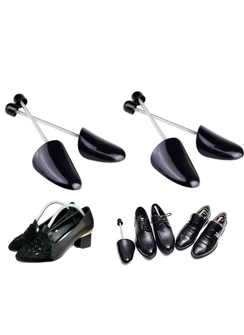 Generic Plastic Shoe Tree Stretcher Shaper Black, Adjustable Length for Men Boot Holder Organizers Shape Support with Tension Spring Coil 2 Pairs - Image 1