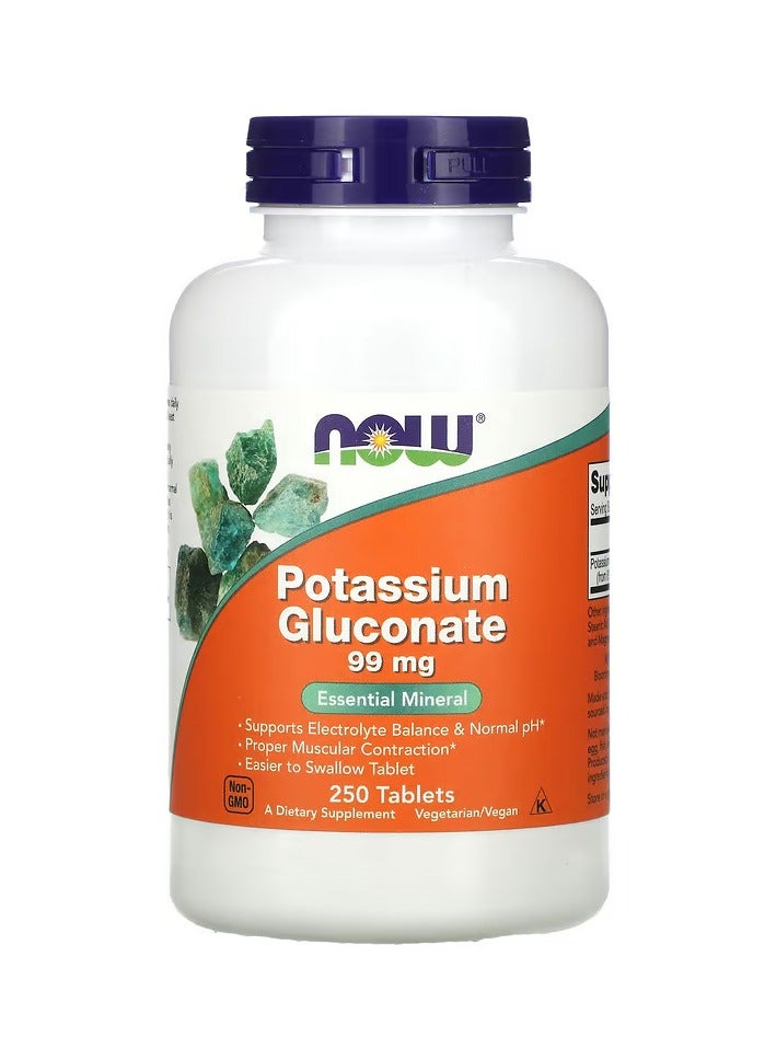 now Potassium Gluconate, 99 mg, 250 Tablets - Image 1