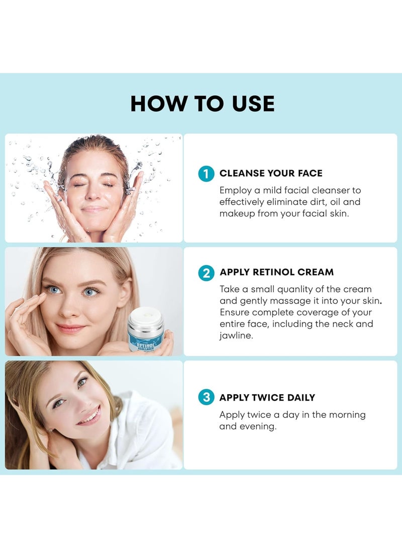 SOLARAE كريم مرطب للوجه بالريتينول والكولاجين، كريم مضاد للشيخوخة للاستخدام نهارًا وليلاً، لوشن مرطب للوجه مع حمض الهيالورونيك، كريم مرطب لتقليل التجاعيد للنساء والرجال - Image 5