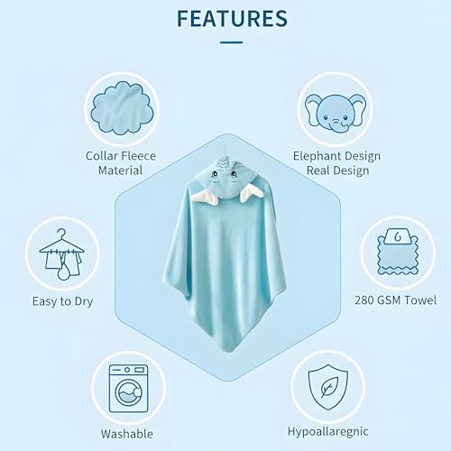 PAX PARROT Ultra-Soft Baby Hooded Towel – 100% Cotton Wrap Your Little one in Softness and Joy, Hypoallergenic & Super Absorbent Bath Wrap for Newborns & Toddlers | Cute Animal Design,(0-5Years) - Image 4