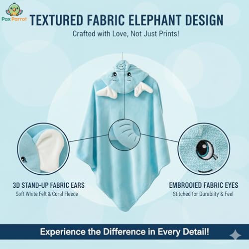 PAX PARROT Ultra-Soft Baby Hooded Towel – 100% Cotton Wrap Your Little one in Softness and Joy, Hypoallergenic & Super Absorbent Bath Wrap for Newborns & Toddlers | Cute Animal Design,(0-5Years) - Image 2
