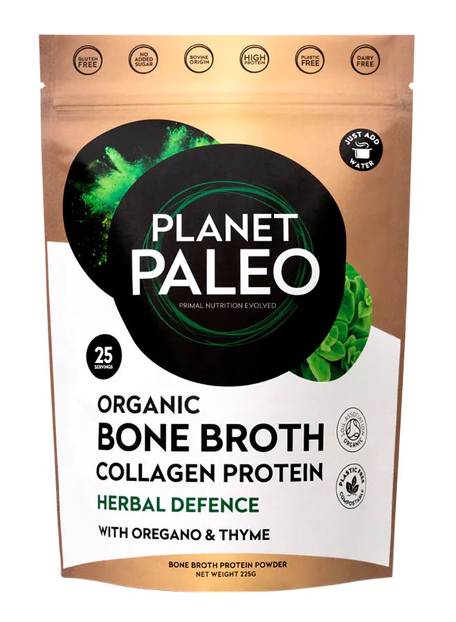 Planet Organic Planet Paleo Organic Bone Broth Collagen Protein Herbal Defence With Oregano And Thyme 225G, 25 Servings - Image 1