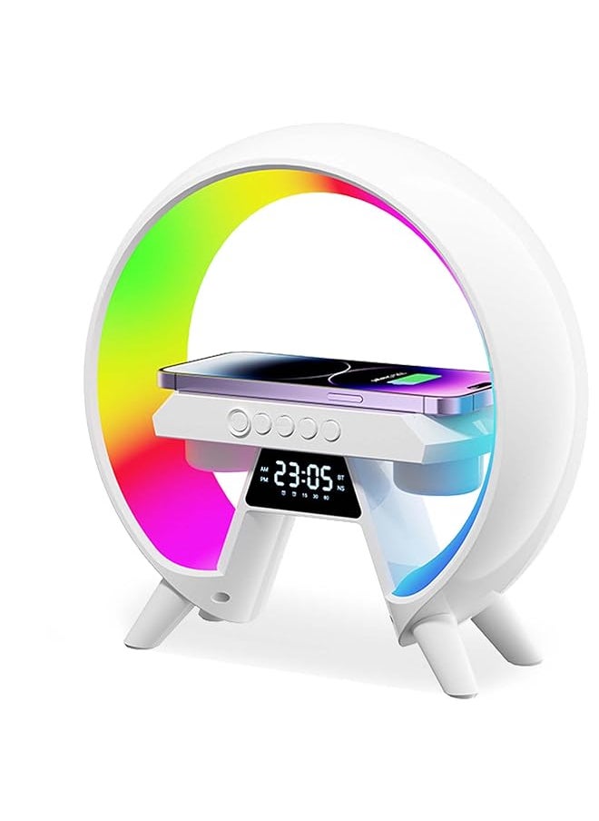 EqiEch - Intelligent Led Table Lamp Multifunctional Bluetooth Speaker Wireless Charger Atmosphere Lamp 4 In 1 Rgb Night Light Lamp Smart Digital Alarm Clock Suitable For Home Bedroom Office - Image 1