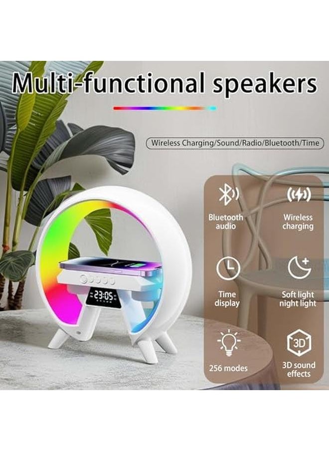 EqiEch - Intelligent Led Table Lamp Multifunctional Bluetooth Speaker Wireless Charger Atmosphere Lamp 4 In 1 Rgb Night Light Lamp Smart Digital Alarm Clock Suitable For Home Bedroom Office - Image 1