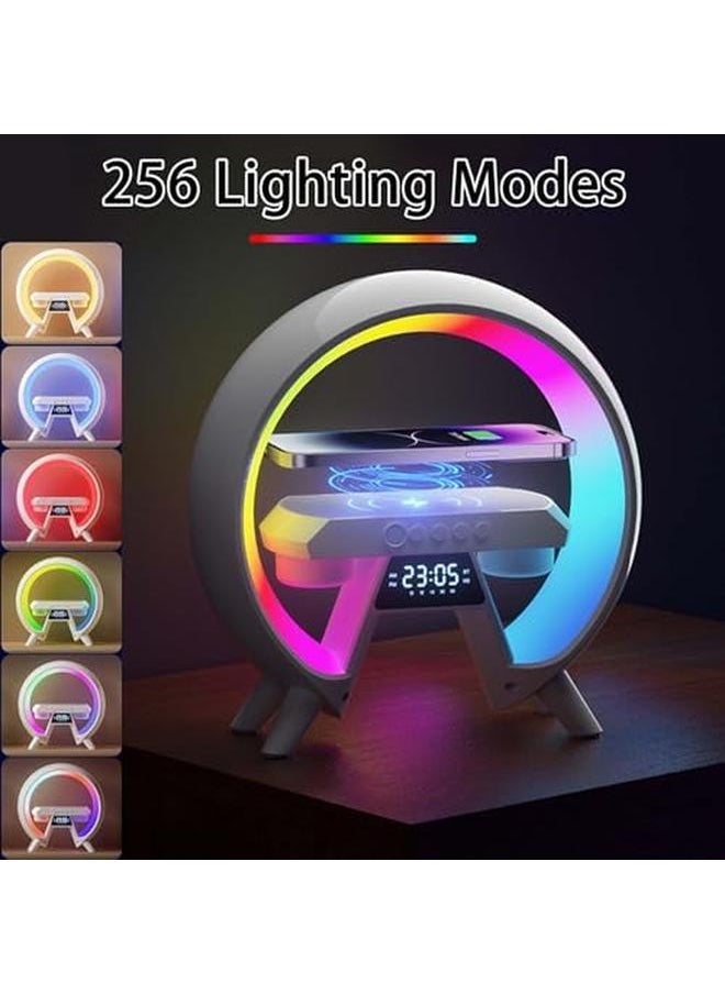 EqiEch - Intelligent Led Table Lamp Multifunctional Bluetooth Speaker Wireless Charger Atmosphere Lamp 4 In 1 Rgb Night Light Lamp Smart Digital Alarm Clock Suitable For Home Bedroom Office - Image 1
