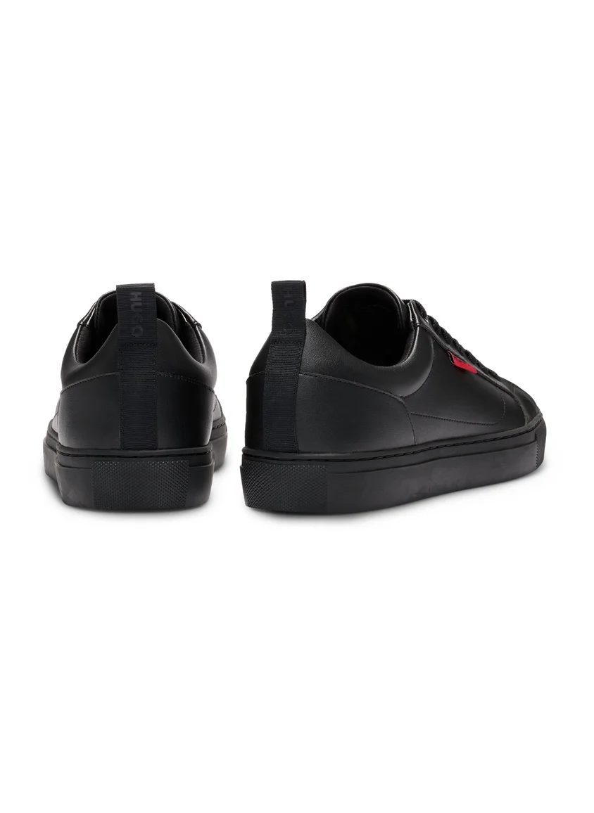 HUGO Faux-leather trainers with red logo flag