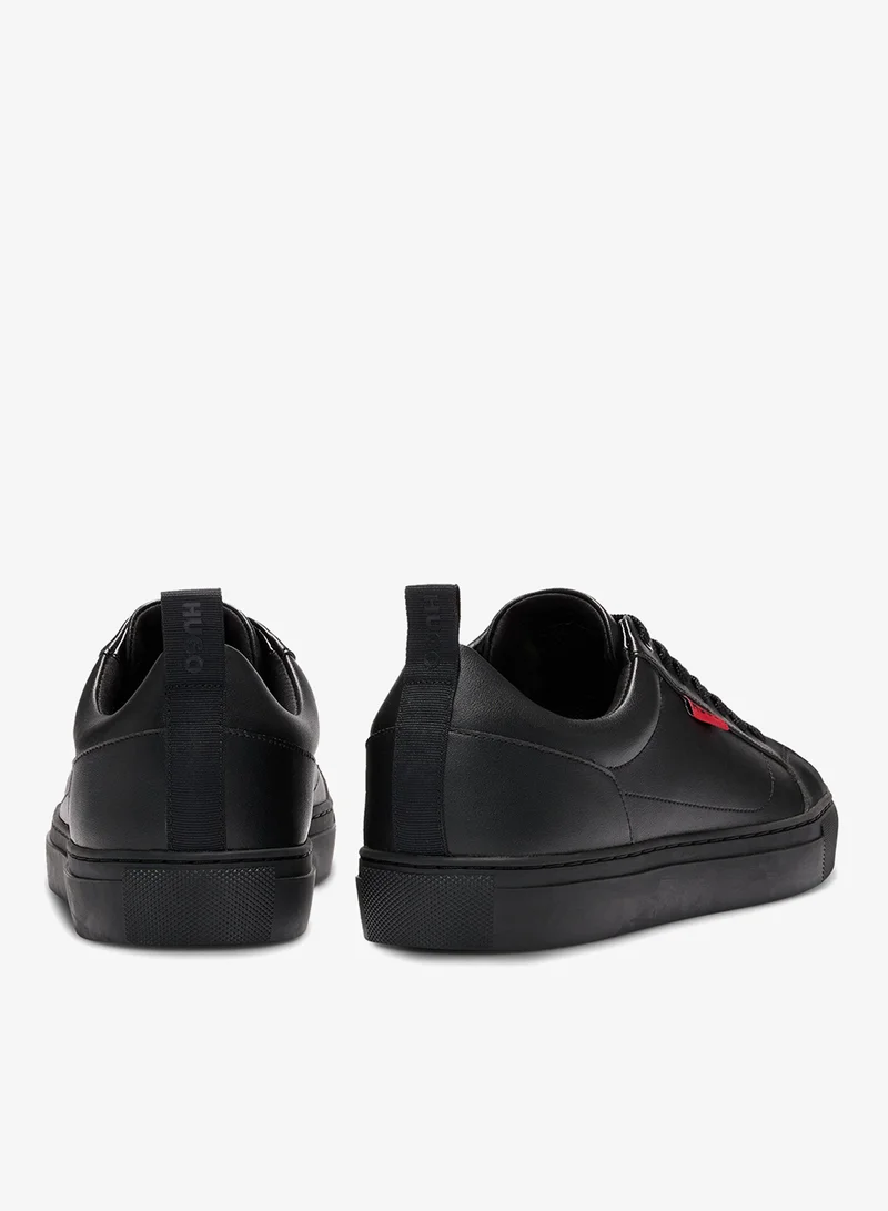 HUGO Faux-leather trainers with red logo flag