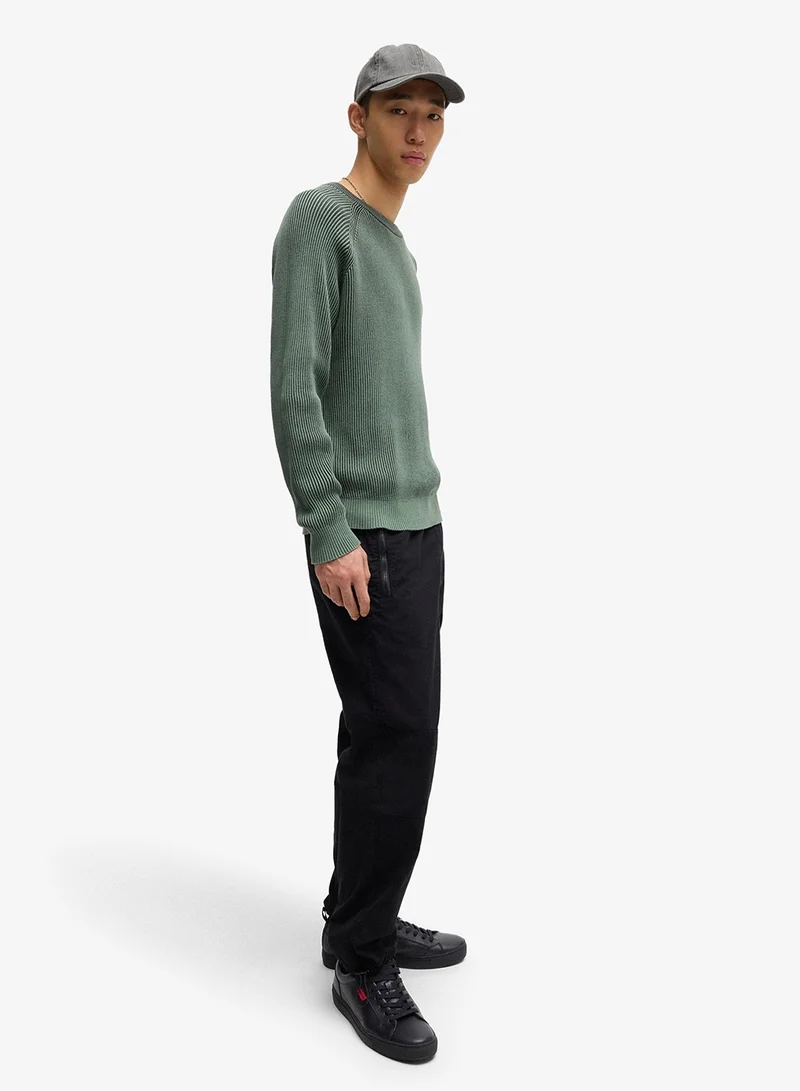 HUGO Faux-leather trainers with red logo flag