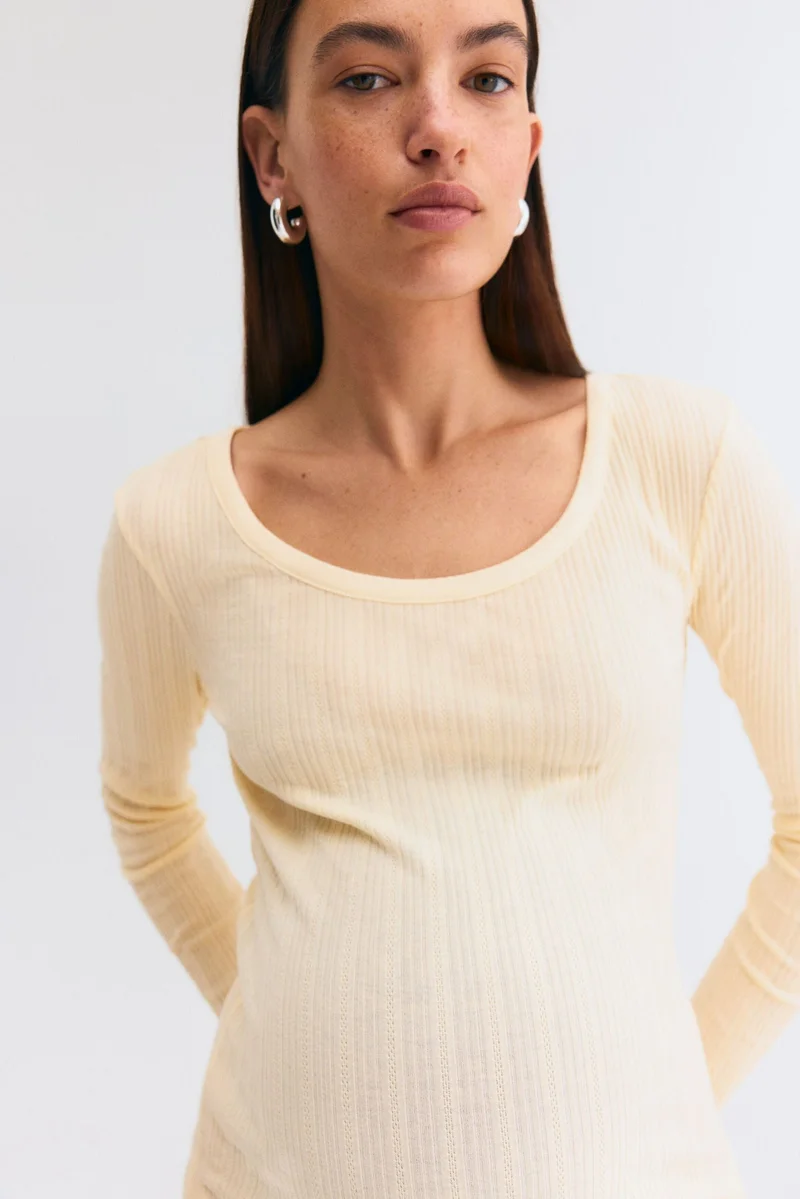 H&M MAMA Pointelle-knit top