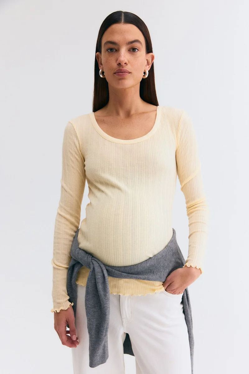 H&M MAMA Pointelle-knit top
