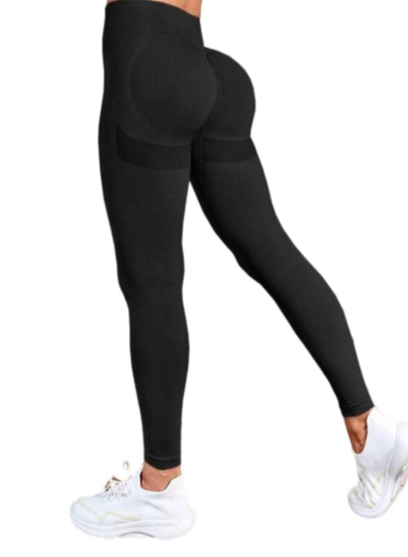 Black Sports Leggings with a Wide Waist  - Image 3