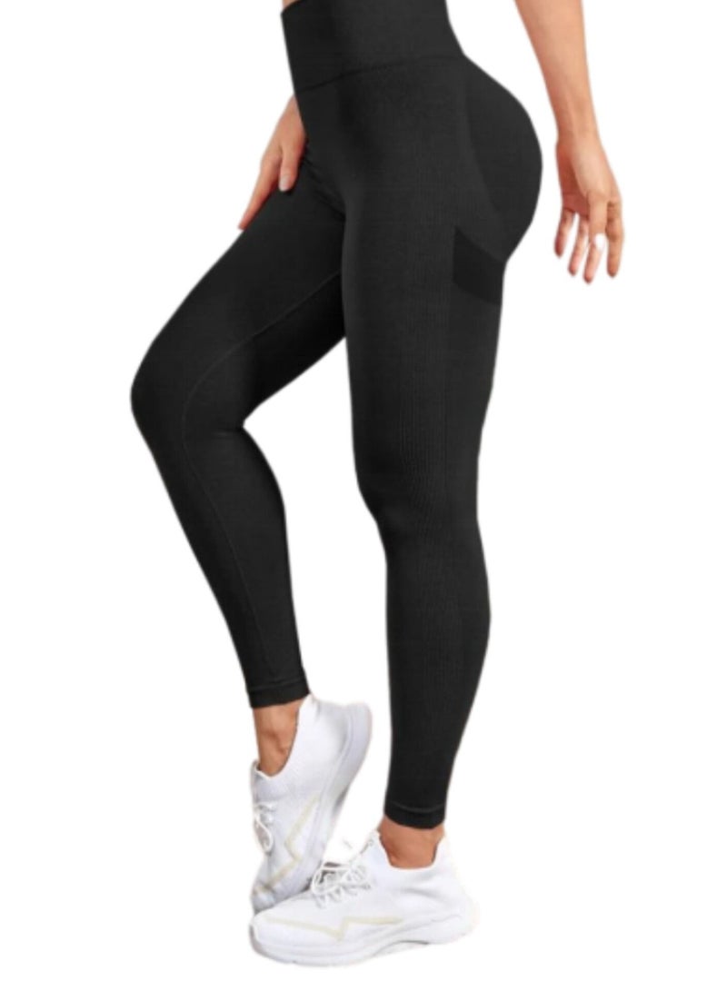Black Sports Leggings with a Wide Waist  - Image 5