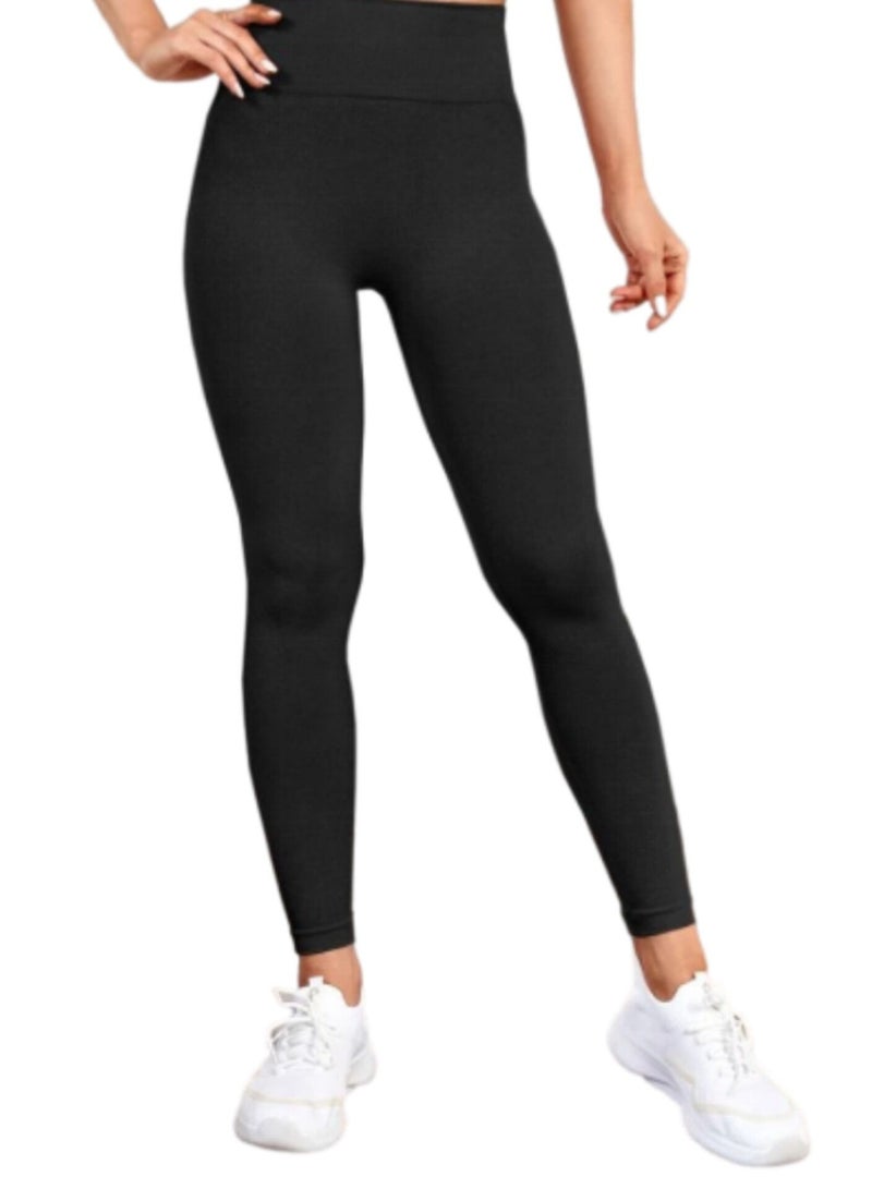 Black Sports Leggings with a Wide Waist  - Image 2