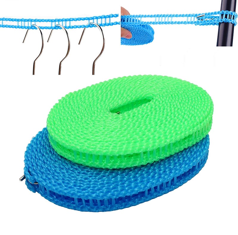 RIVUGJA 5 Meters Windproof AntiSlip Clothes Washing Line Drying Nylon Rope with Hooks 5 Meter Nylon Clothesline Rope Color May Vary - Image 5