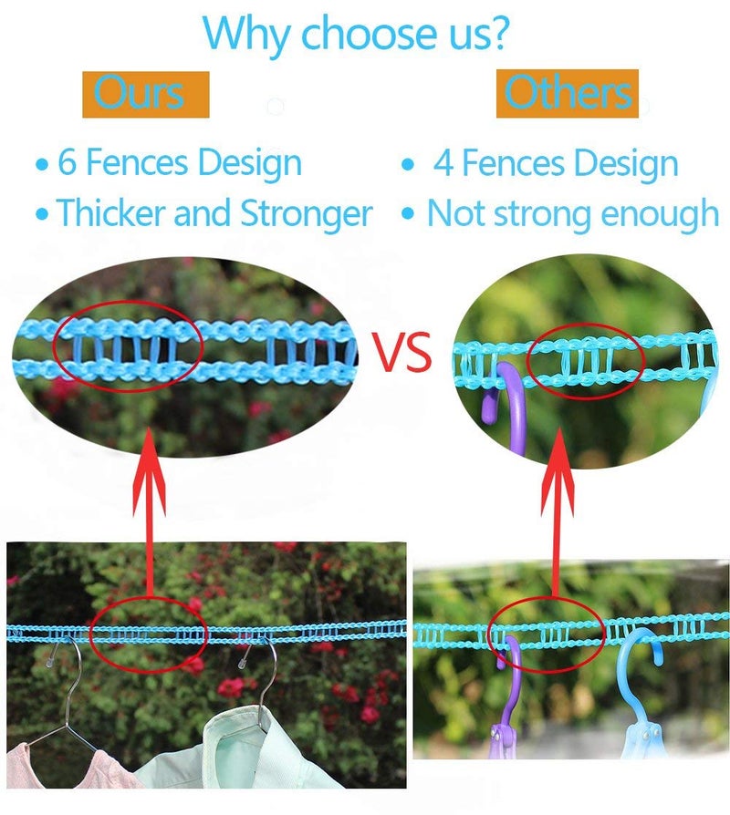 RIVUGJA 5 Meters Windproof AntiSlip Clothes Washing Line Drying Nylon Rope with Hooks 5 Meter Nylon Clothesline Rope Color May Vary - Image 4