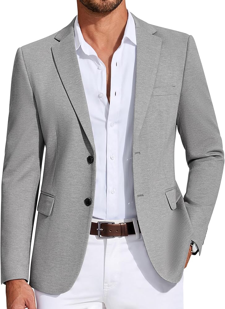 COOFANDY Mens Casual Blazer Knit Sport Coat Lightweight Two Button Suit Jacket - Image 1