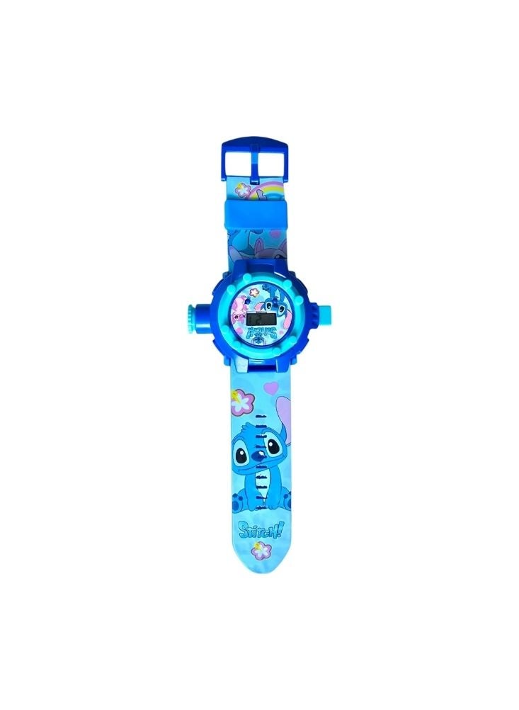 Premium Stitch Projection Watch Toy Set – Cartoon Digital Watch with Mini Figures and 24 Image Projection - Image 3