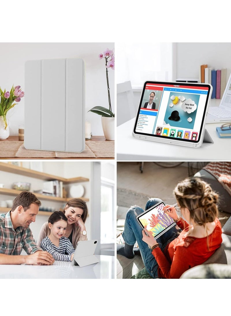 JAJEEK iPad 10th Generation Case 2022 with Pencil Holder - Soft TPU Back Protective Smart Trifold Stand Cover for iPad 10.9 Inch (10th Gen), Auto Wake/Sleep - Gray - Image 5