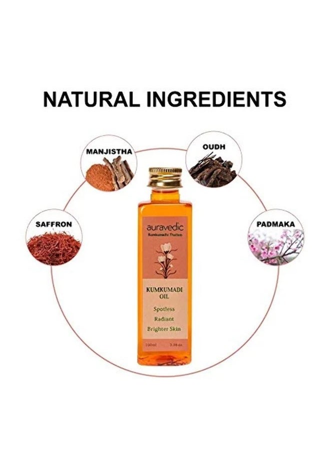 Auravedic Kumkumadi Oil Pure Saffron For Ultra Radiant Skin 3.38 Fl Oz (100Ml)  - Image 5