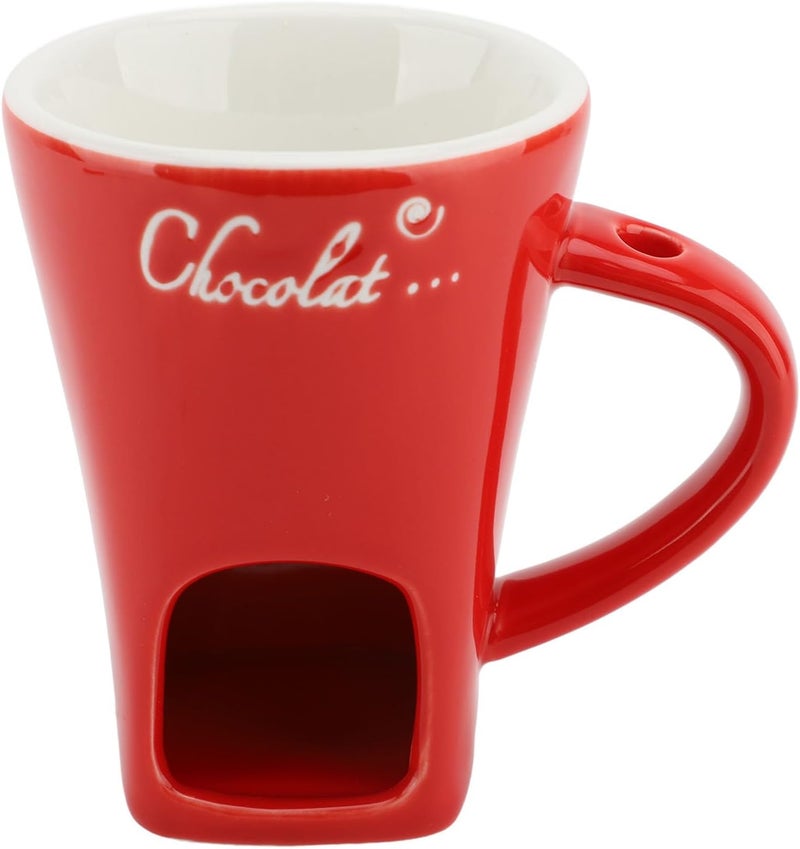 Acouto Ceramic Chocolate Ing Fondue Mug with Stainl Steel Fork - for Entertaining and Gifting - e (Red) - Image 1