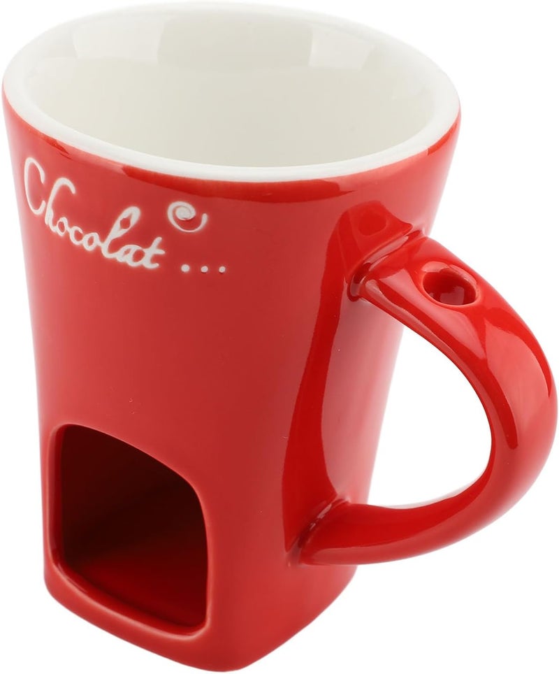 Acouto Ceramic Chocolate Ing Fondue Mug with Stainl Steel Fork - for Entertaining and Gifting - e (Red) - Image 3